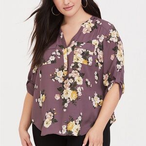 Torrid Harper 3/4 Sleeve  Purple Women's pullover blouse